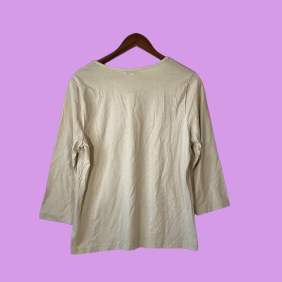 Rebecca Malone Graphic T-Shirt With ¾ Sleeves Size Large NWT - Picture 2 of 8